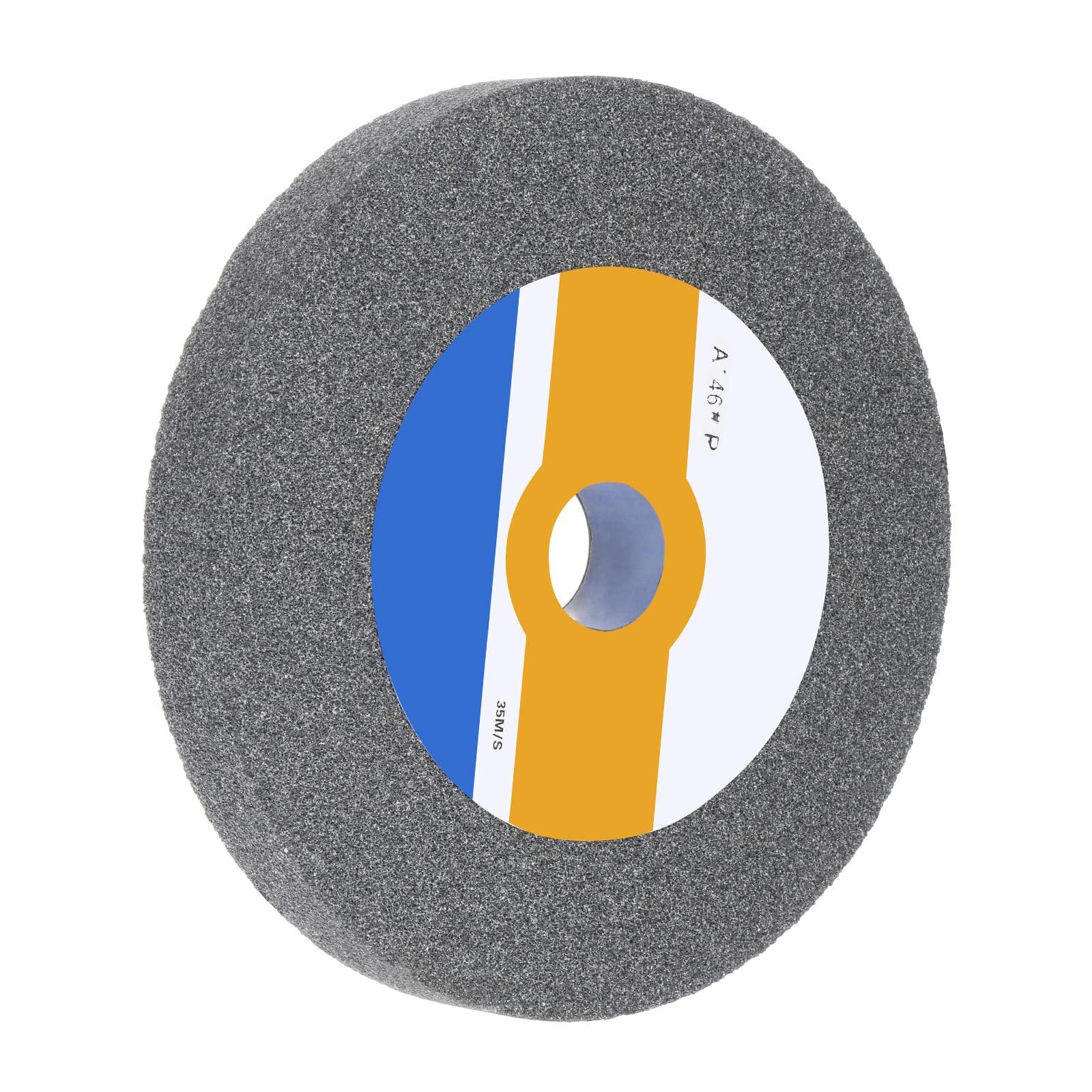 sourcing map Bench Grinding Grinding Wheel 200mm x 32mm 8 Inch 46 Grit 1" Thickness 1-1/4 Inch Arbor Aluminum Oxide Grinding Wheel Grinding and Cutting Grinder Wheel for Cars Machinery, Grey 2