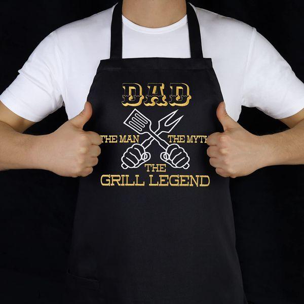 EXPRESS-STICKEREI DAD THE GRILL LEGEND Cool Apron for Grill Master Dad | Adjustable Grilling Apron with neck strap | Apron with Pocket | Kitchen Gifts for Dad, Fathers day, birthday 4