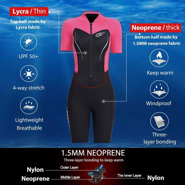 AONYIYI 3MM Neoprene Long Sleeve Full Wetsuit 1.5 MM Lycra Shorty Wetsuits for Women Men for Swimming Surfing Diving Water Sports Swimwear Surfwear XXL 1