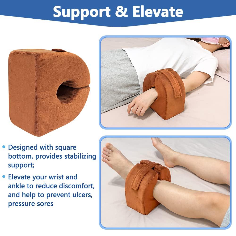 Foot Elevation Pillow Heel Ankle Elevator Wedge Foot Support Pillow Medical Ankle Cushion for Foot Pressure Bed Sore Ulcer Sleeping Feet Leg Rest Foam After Surgery Recovery (Brown, 1 PCS) (brown) 2