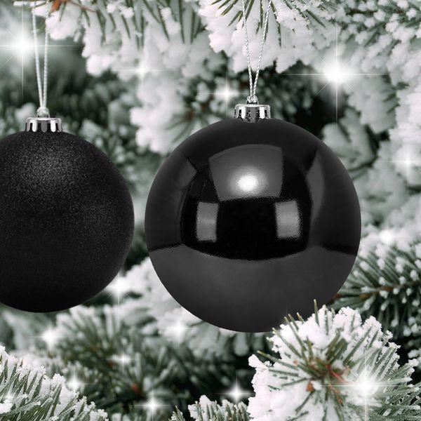 Benjia Extra Large Christmas Baubles, Giant Big Huge Xmas Shatterproof Plastic Ball Ornaments Set for Outdoor Outside Lawn Yard Tree Hanging Decorations Decor (15cm/150mm, 4 Packs, Black) 3