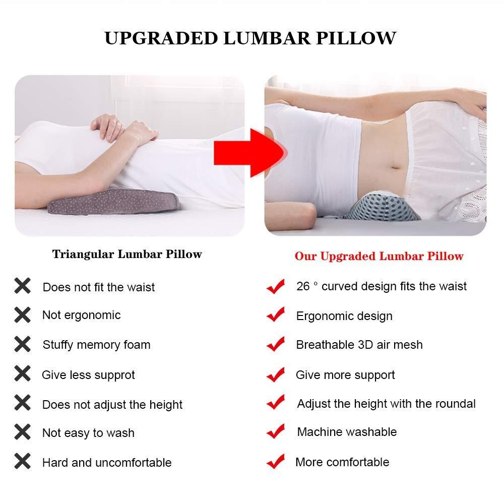 Lumbar Back Support Cushion for Bed, 3D Air Mesh Technology Lumbar Support Pillow, Ergonomic Lower Back Support Pillow for Sleeping Relief Waist Sciatic Pain(M) 4