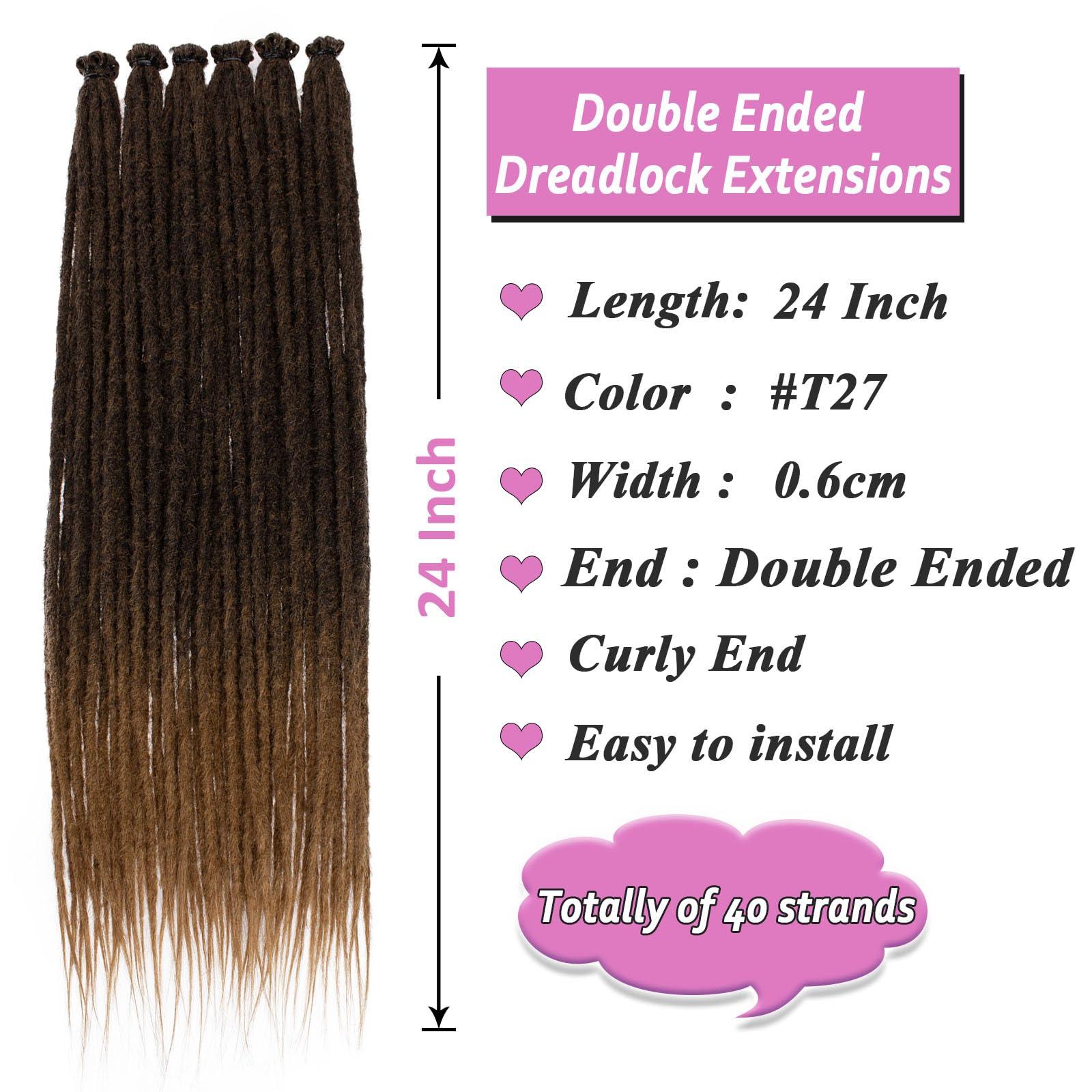 Samtress 40 strands Synthetic Dreadlocks Extensions Thin 0.6cm Soft Reggae Hair Hip-Hop Style Dreads Dreadlock Extensions 24 Inch Hippie Dreads Handmade Corchet Hair Synthetic Ombre Blonde (#T27) 1