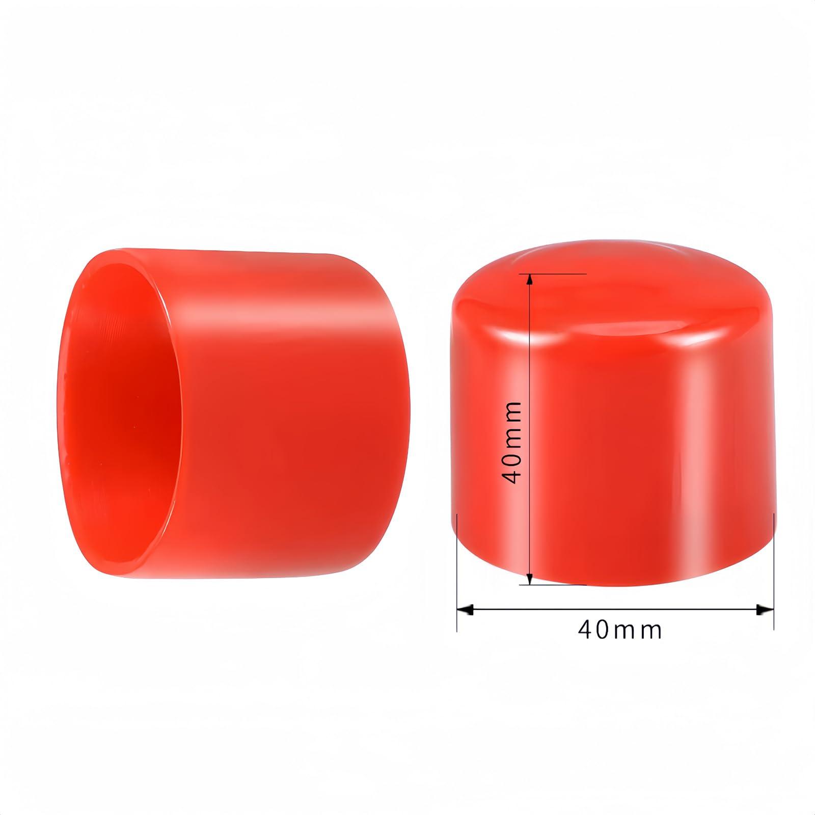 Boxonly Screw Thread Protectors PVC Rubber Round Tube Bolt Cap Plastic End Cap Cover Inner Dia.40mm Red 50Pcs 3