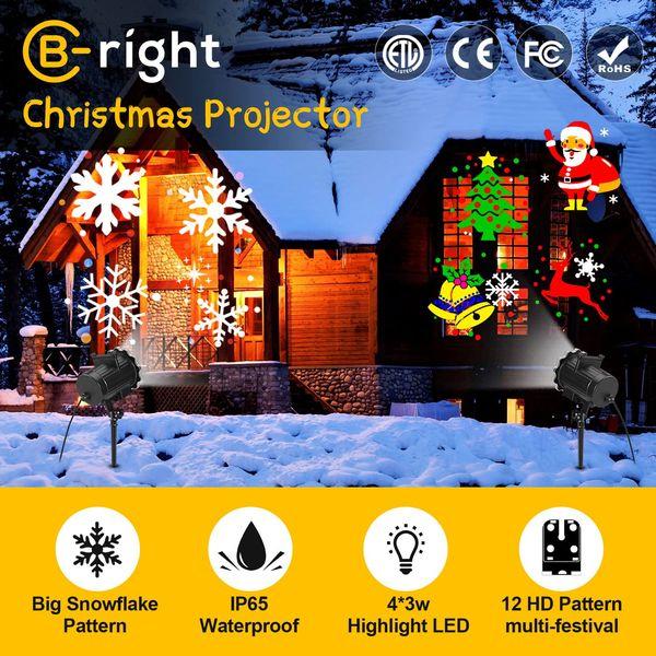 Halloween Christmas Projector Lights Outdoor,B-right, Halloween Projector,12 HD Slide Patterns14V 3-in-1 IP65 Waterproof Projection Lights for Halloween Decorations Christmas Birthday Party 1