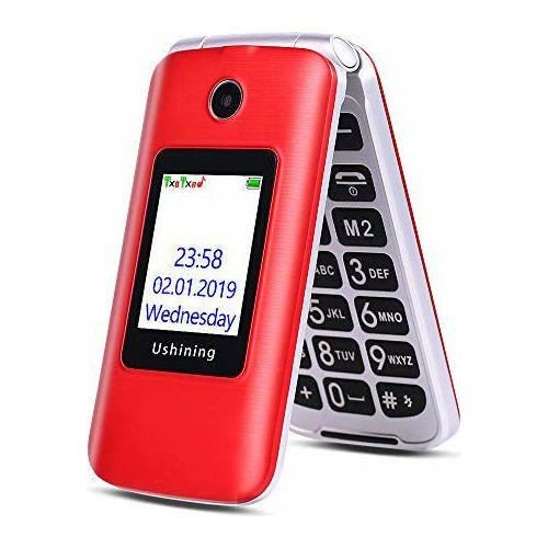 3G Big Button Basic Mobile Phones for Elderly, Dual Sim Free Flip up Mobile Phone Unlocked with Dock,Pay As You Go Mobile Phone Easy to Use for Senior (Red) 0