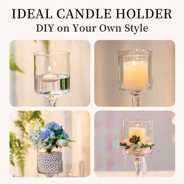 Romadedi Glass Tea Light Candle Holders：for Floating Pillar Living Room Candles Wedding Table Centrepiece Decoration Christmas Home Decor，3Pcs 4