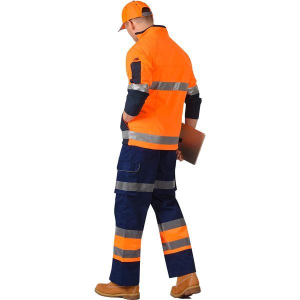 AYKRM Hi Vis Trousers high Visibility Cargo Workwear Pants Reflective Tape Work Trousers (Orange&Navy, 32W/30L) 1