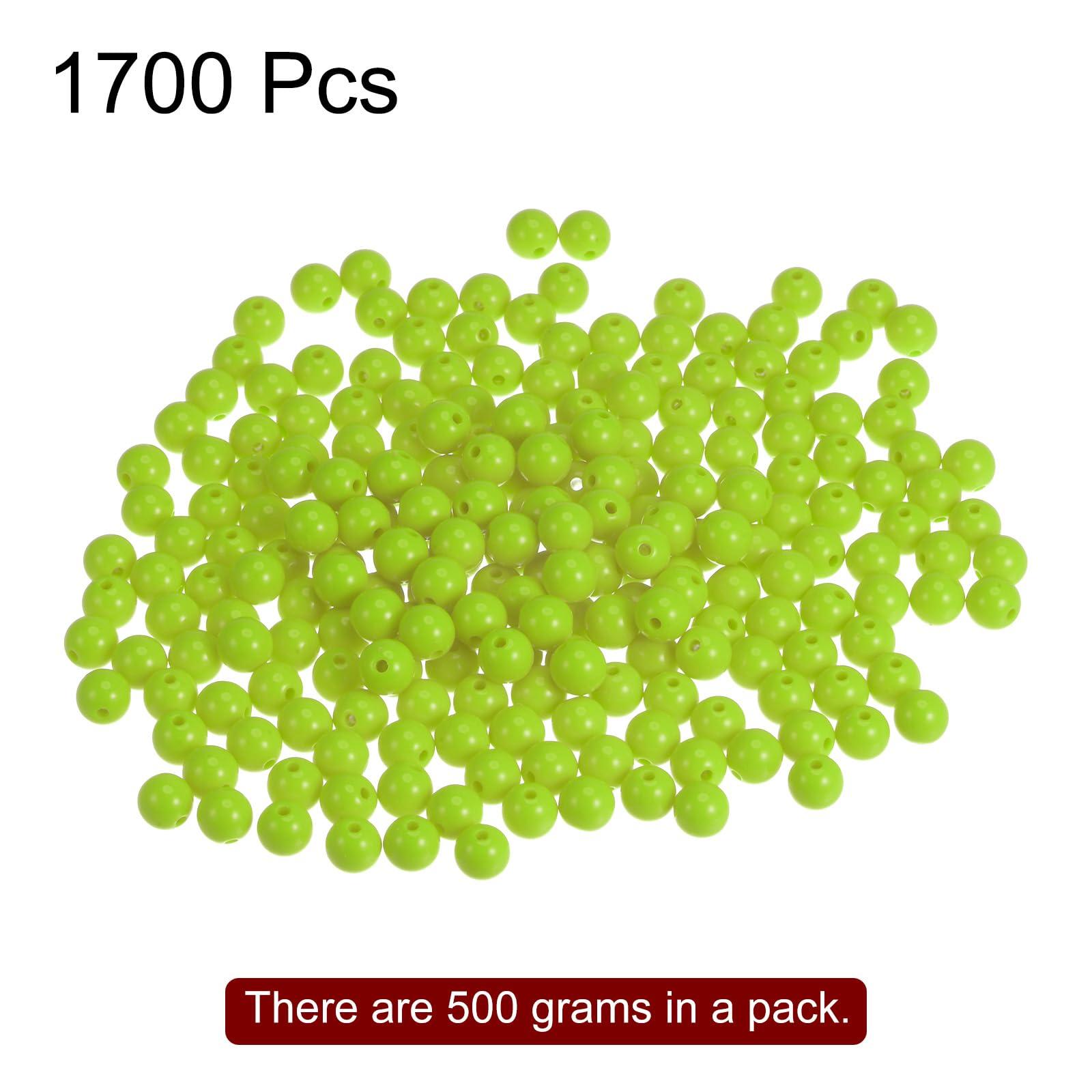 sourcing map 1700pcs Acrylic Round Beads 8mm Loose Bubble Craft Bead Assorted Candy Color for DIY Bracelet Earring Necklace Jewelry Making, Green 2