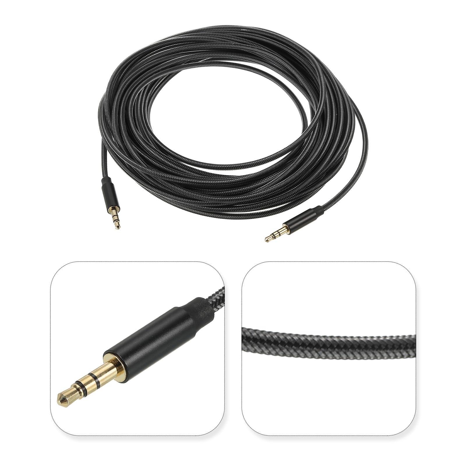 sourcing map 3.5mm Aux Cable Male to Male Auxiliary Audio Cable HiFi Headphone Cord 33ft Nylon Braided for Phone Headphone Speaker Stereo, Black 1