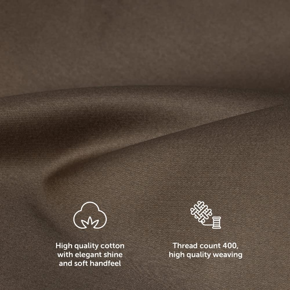 Blumtal Bedding Super King Duvet Set - 100% Cotton Sateen like egyptian cotton Duvet Covers, 400 Thread Count Bedding, 2x 50 x 75 cm Pillow Cases and Zips, 260 x 200 cm, Brown 2