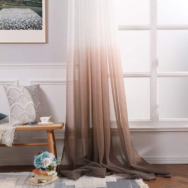 MIULEE 2 Panels Solid Color Sheer Window Curtains Smooth Elegant Window Voile Panels Drapes Treatment for Bedroom Living Room 55 W x 88 L Inch Coffee 4