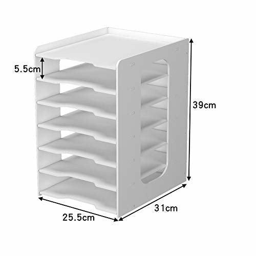 PUNCIA 7Tier Office Paper Organizer for Desk Desktop File Holder Desk Letter Tray & A4 Paper Holder Document Storage Rack for Home Office School (7Tier) 3