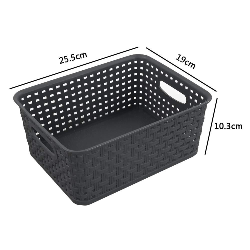 Dehouse 6-Pack Gray Plastic Storage Basket, Small Weave Basket 1