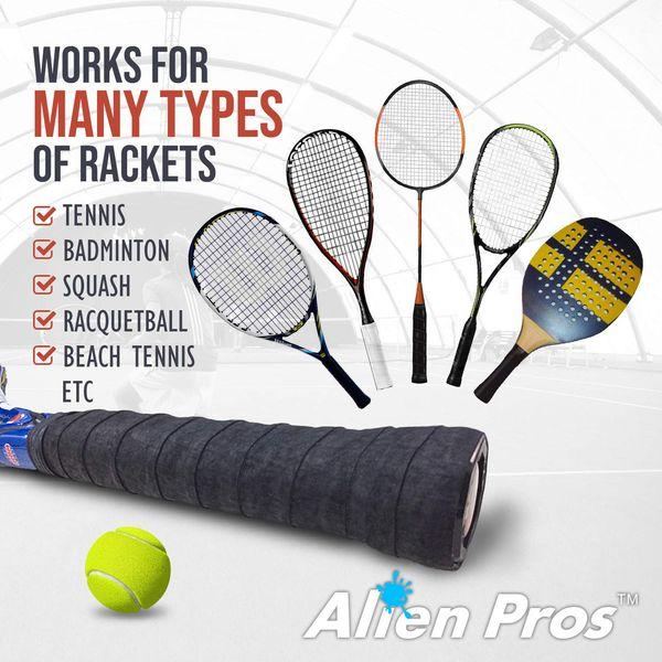 Alien Pros Tennis Racket Grip Tape (12 Grips) - Precut and Light Tac Feel Tennis Grip - Tennis Overgrip Grip Tape Tennis Racket - Wrap Your Racquet for High Performance (12 Grips, Blue) 4