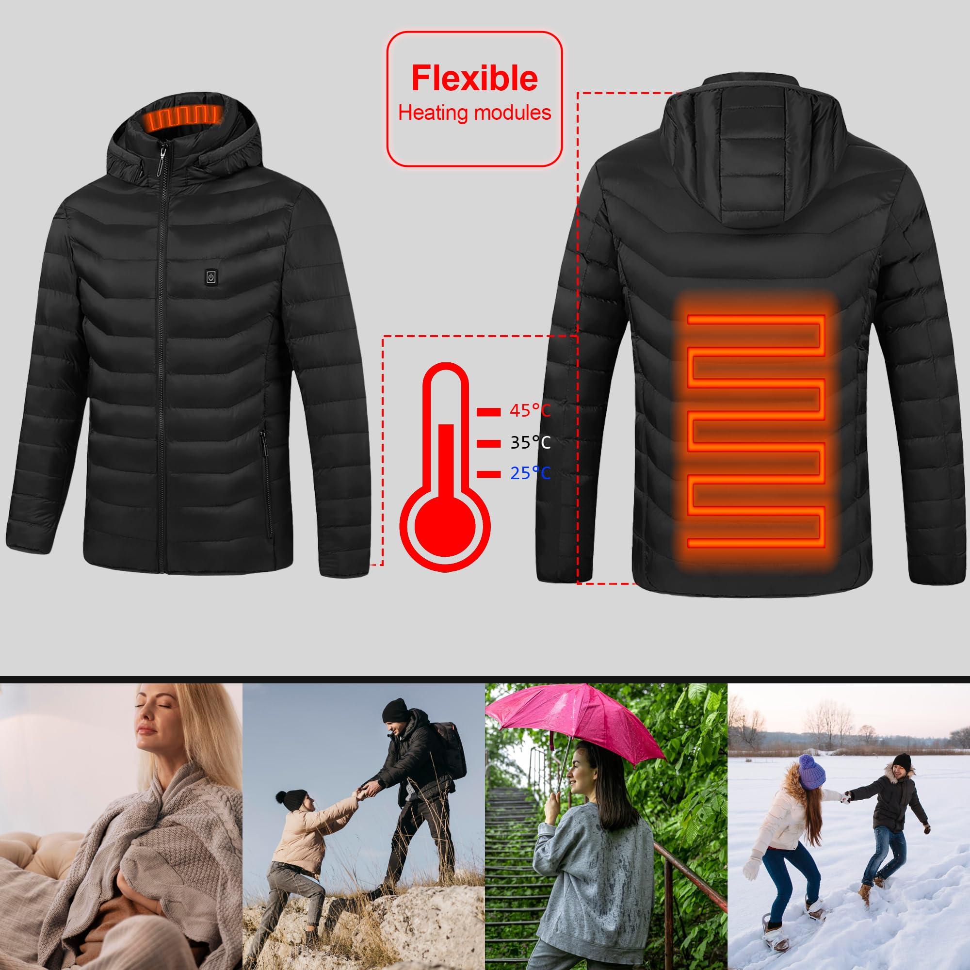 JC Gens Men’s Heated Jacket Electric Heated Jacket with 3 Adjustable Heating Levels 2 Heating Zones Lightweight Flexible Warming Jacket for Winter Outdoor Skiing Camping Hiking (Single Switch,SIZE M) 4