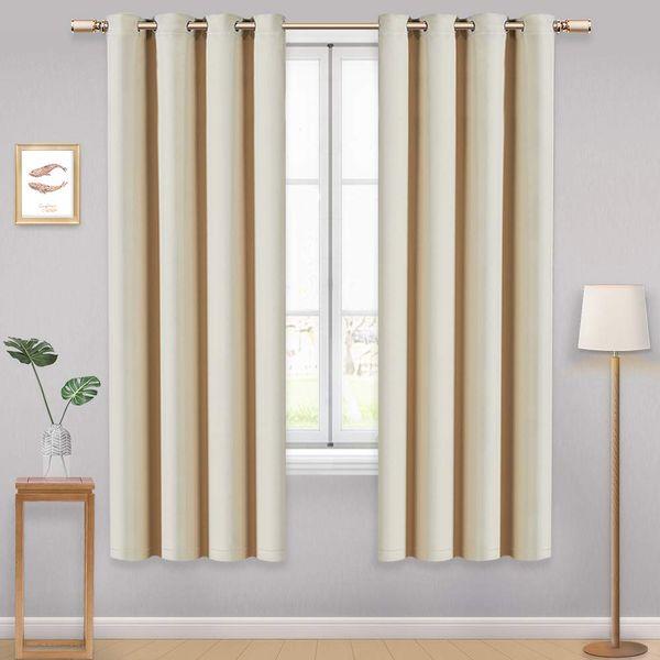 AONBAT 2 Panels Set Blackout Eyelet Curtains Super Soft Thermal Insulated Window Treatment Drapes for Bedroom Living Room Nursery, Dark Grey W66 x L72 Inch