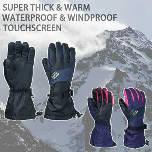 LORYLOLY Touch Screen Ski Gloves for Men & Women, Anti-Slip -40? Winter Warm Snow Mitten for Adult, Waterproof Windproof Cold Weather Thermal Gloves for Skating Skiing Snowboard Snowball Fight 1