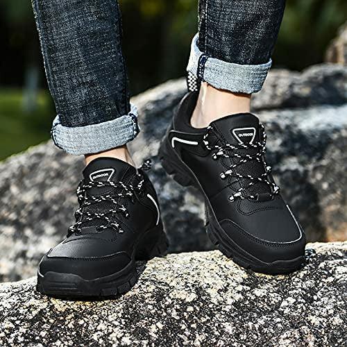 Mens Hiking Shoes Walking Outdoor Trekking Non-Slip Trainers Lace-up Low Casual Shoes Black 12 4