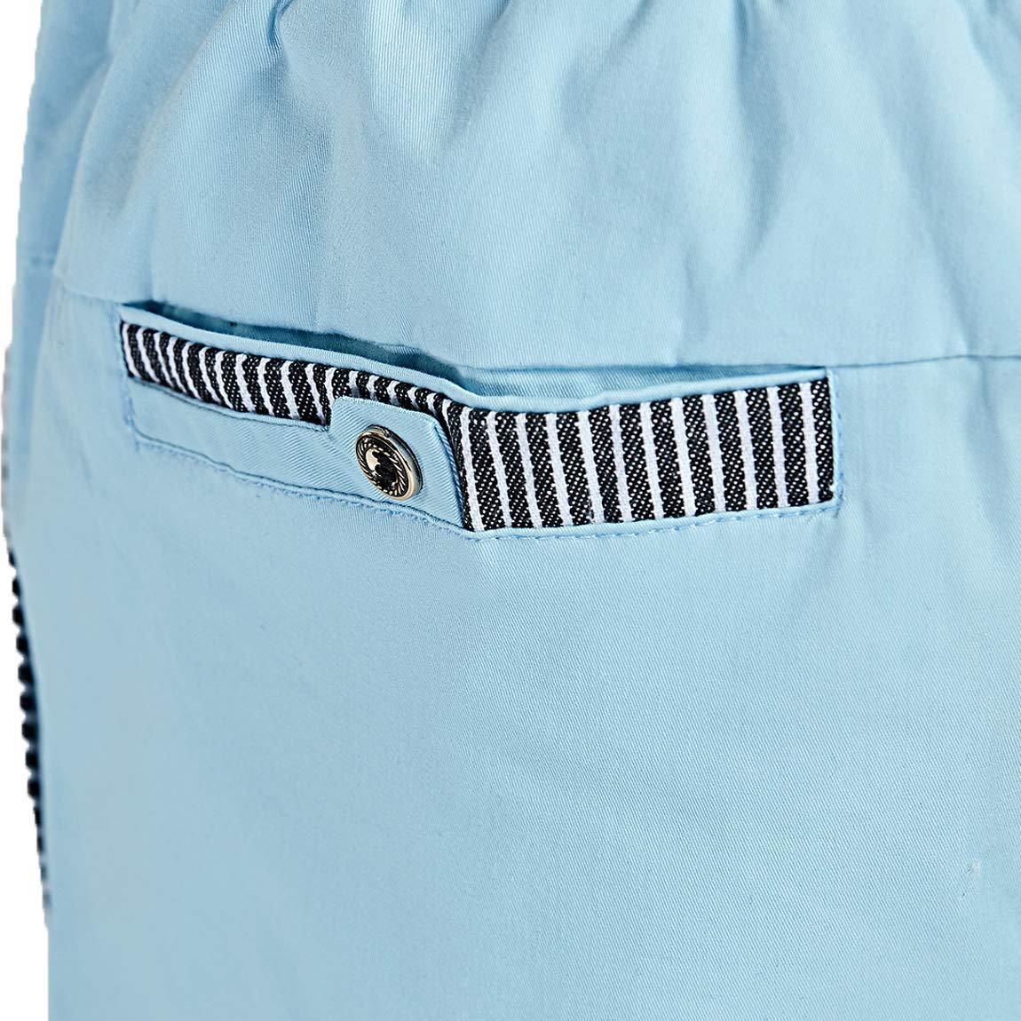 ZOXOZ Mens Shorts Summer Casual Shorts Cotton with Pockets Elastic Waist Drawstring Sky Blue L 4