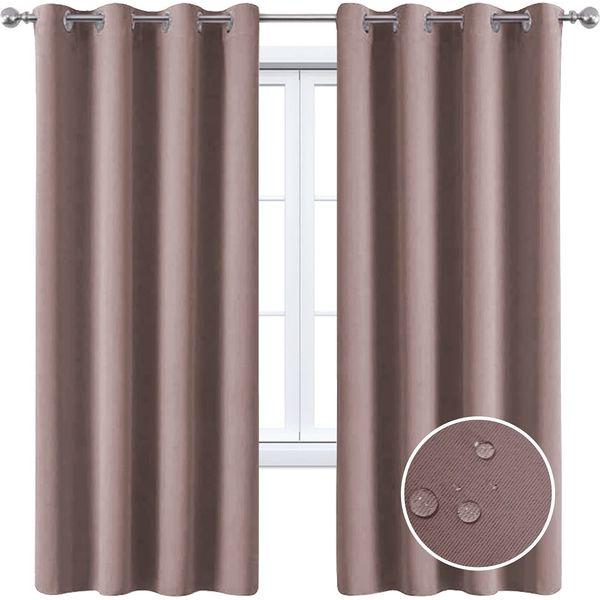 MAXIJIN Waterproof Curtains for Isolated Windows Blackout Curtains for Bedroom 2 Panels Thermal Insulating Curtains with Eyelets for Interiors/living Room (66 x 72 Inch, Greyish Red)