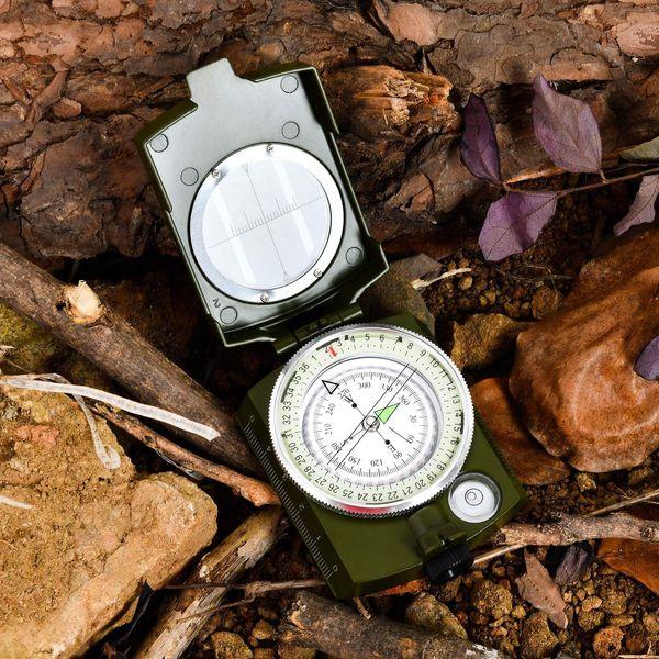 COONOO Military Lensatic Compass for Hiking Survival Camping Hunting Gifts Army Waterproof Pocket Compass for Men Magnetic Map Metal Tactical Large Navigation Tritium Compass with Mirror 4