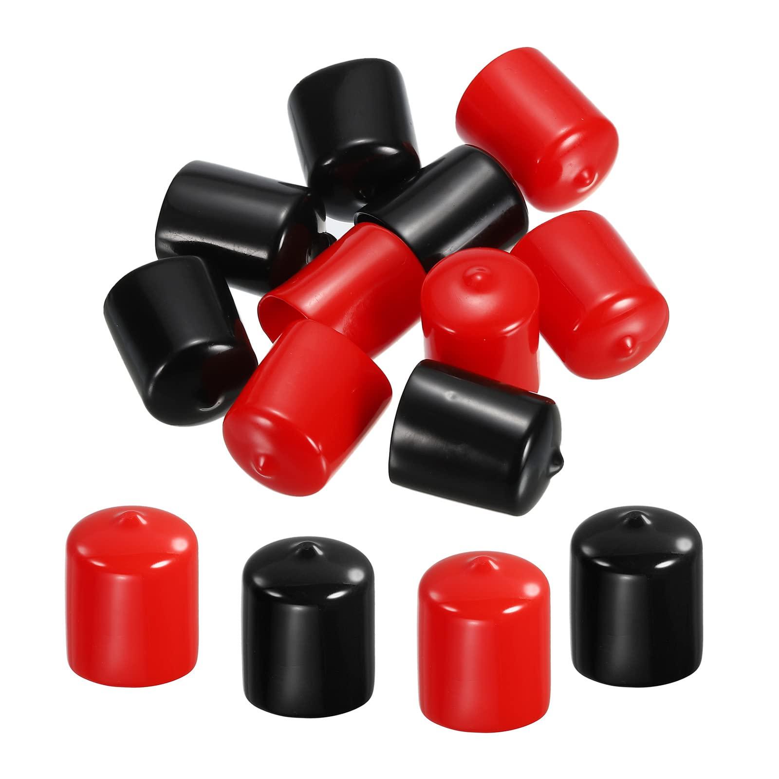 sourcing map 10pcs Rubber End Caps Cover Assortment 26mm PVC Vinyl Screw Thread Protector for Screw Bolt, Black Red