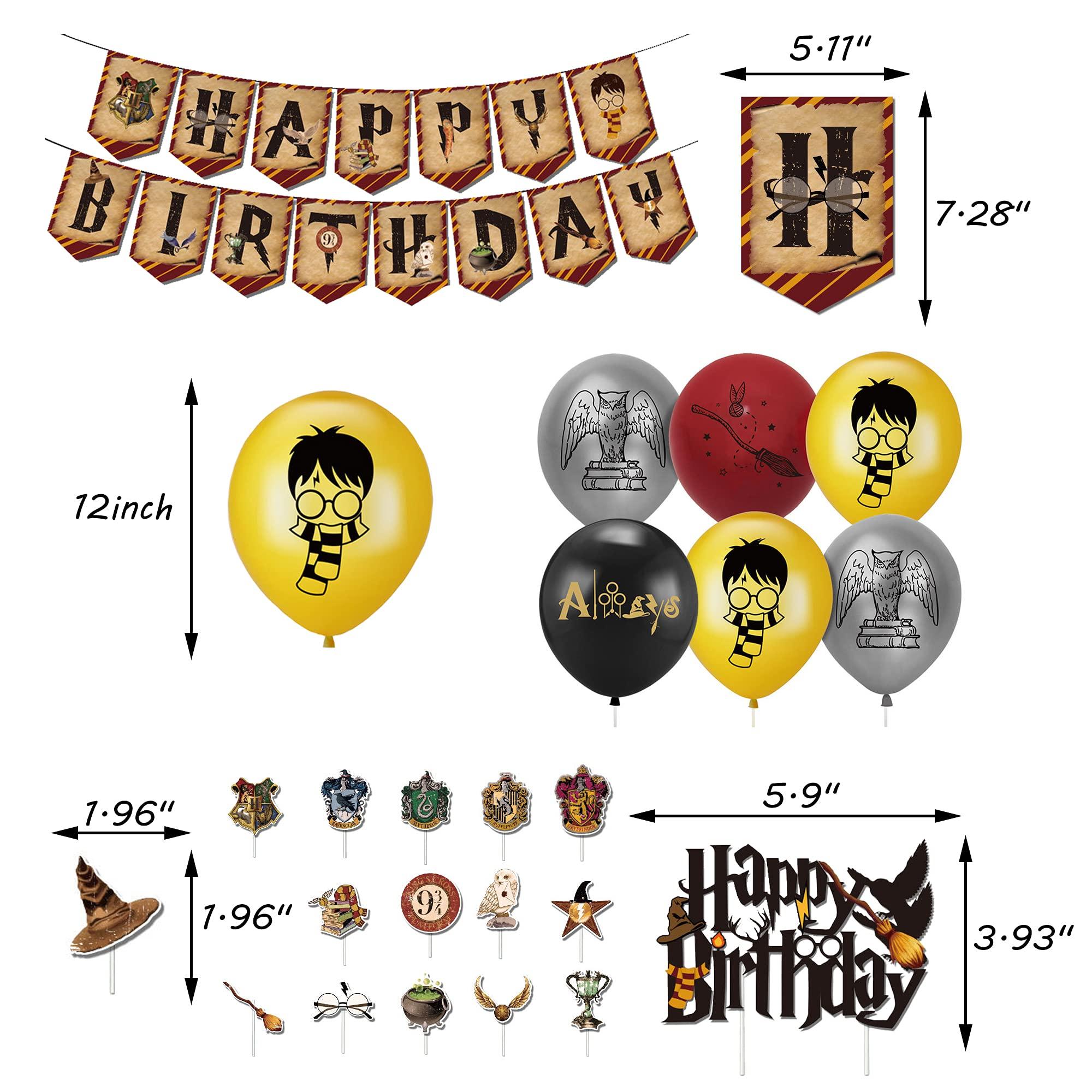 Birthday Decorations Wizard Balloons Happy Birthday Banner Cake Decorations Cupcake Toppers for Kids Wizard Theme Birthday Party Decorations 2