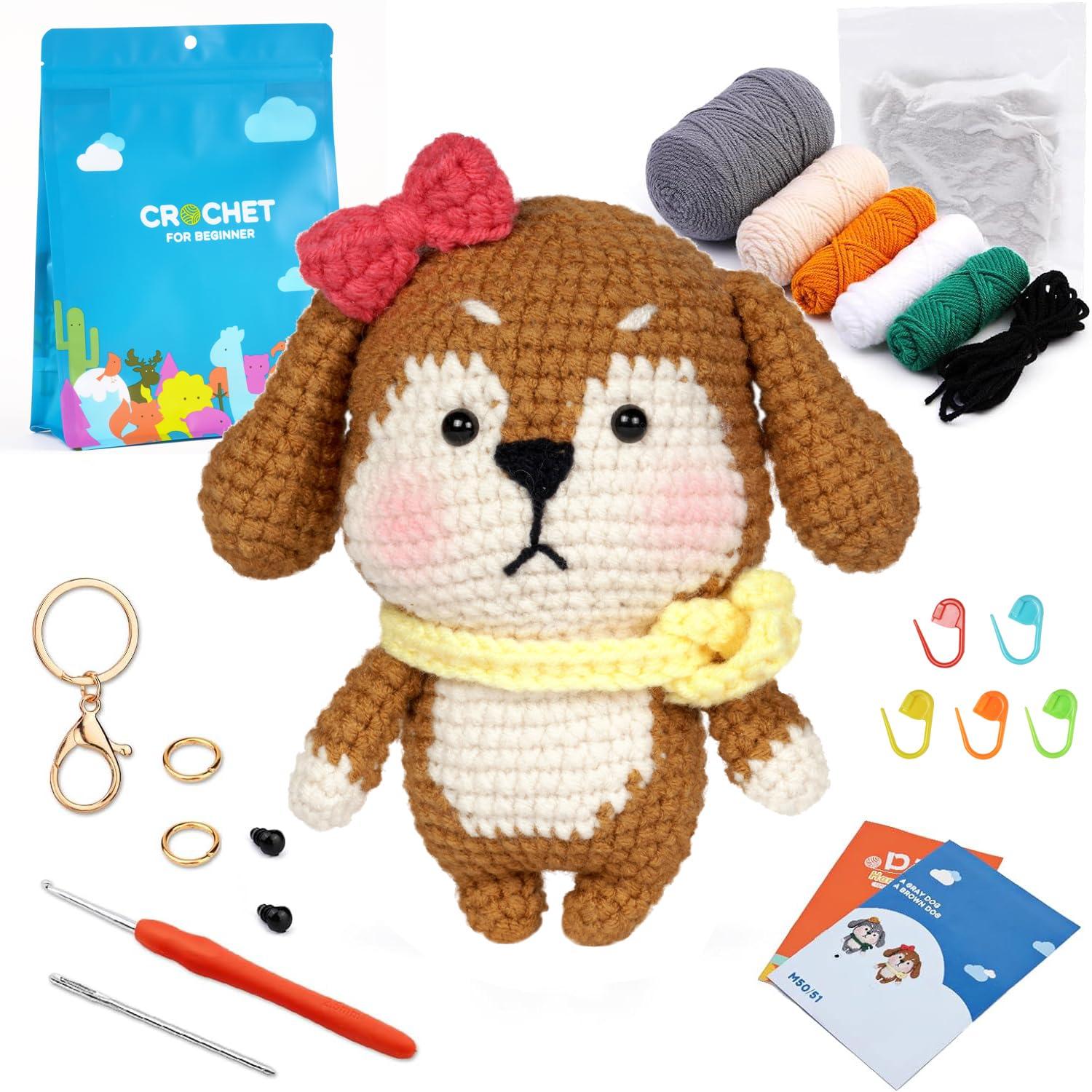 IFUNY Crochet kit for Beginners Adults,Crochet Animal Kit, Complete Knitting Kit with Yarn, Crochet Hooks, Step-by-Step Video, Learn to Crochet Starter kit for Beginners（Love Potting