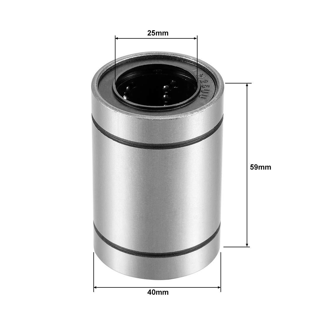 sourcing map LM25UU Linear Ball Bearings 25mm Bore 40mm OD 59mm Long for CNC Machine 3D Printer 2pcs 1