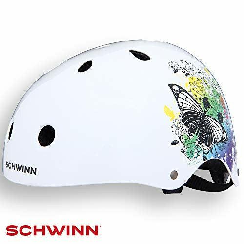 Schwinn Girls' Butterfly BMX Helmet, White, Medium (Age 8+) 0