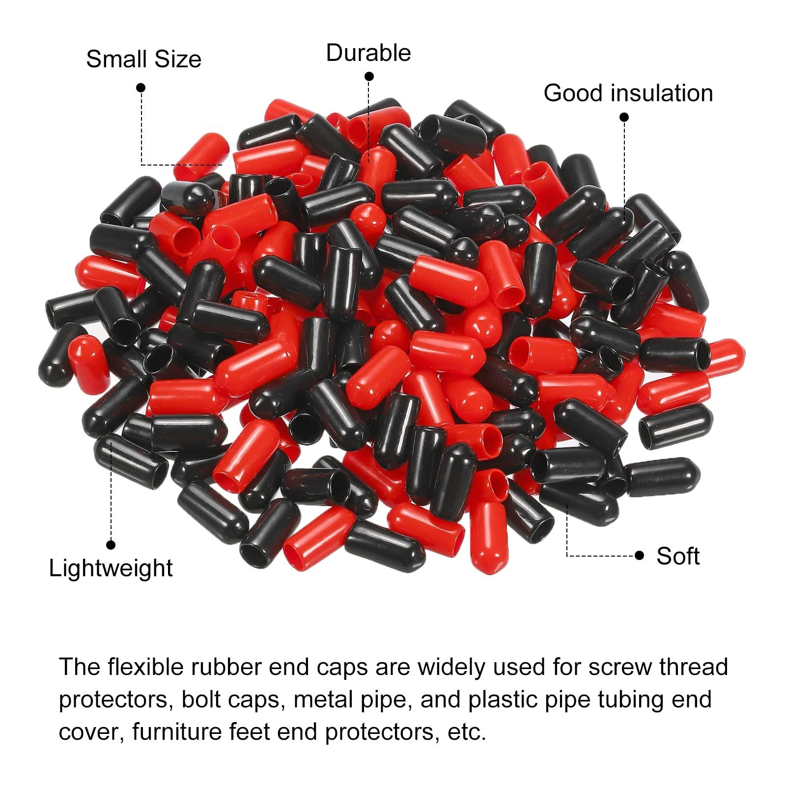 sourcing map 200pcs Rubber End Caps Cover Assortment 6mm PVC Vinyl Screw Thread Protector for Screw Bolt Black Red 3