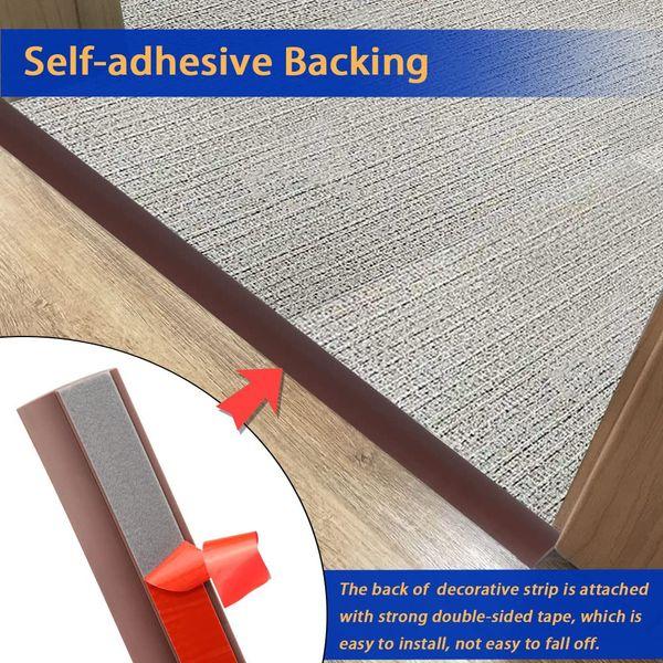 Carpet Edge Strip Self Adhesive Floor Transition Strips PVC Door Threshold Strips Carpet Door Strips Edging Strip for Carpet Threshold Transition Height below 5mm (6m, Coffee Brown) 2