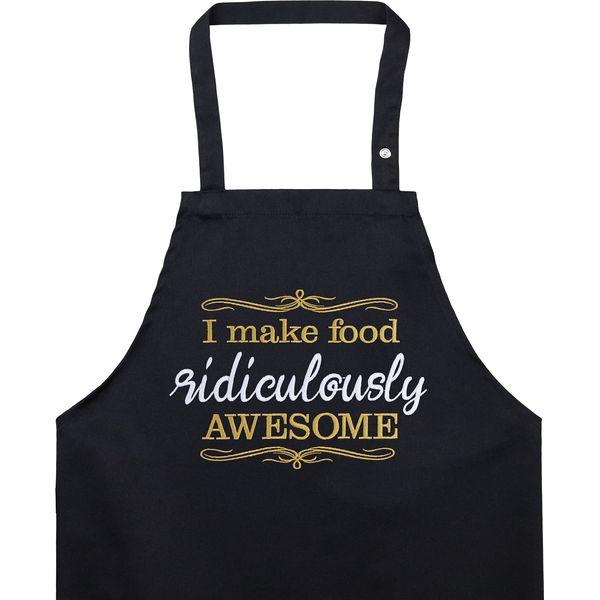 EXPRESS-STICKEREI Cooking apron women Adjustable Kitchen Aprons with Pocket | adjustable neck strap (I make food ridiculously awesome - Kochschürze)