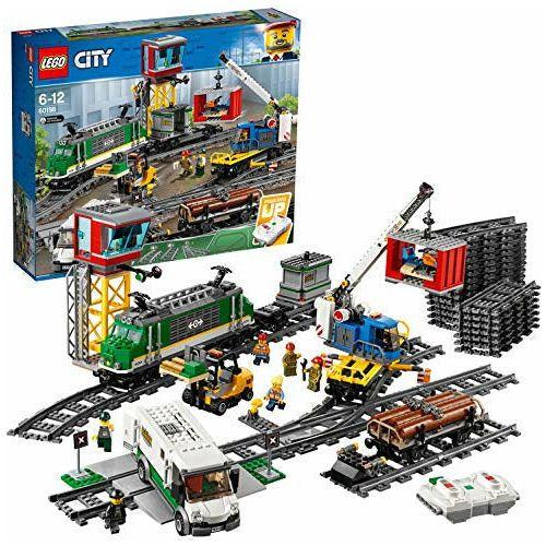 LEGO 60198 City Cargo Train Set Battery Powered Engine for 6 Year Old, RC Bluetooth Connection, 3 Wagons, Tracks and Accessories 0