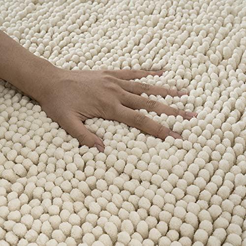 MIULEE Non Slip Bath Mat Microfiber Chenille with High Absorbent Hydroscopicity Bathroom Rugs Super Soft Cozy and Shaggy Soft Rugs for Bathtub, Shower and Bathroom White 50 x 80 cm 4