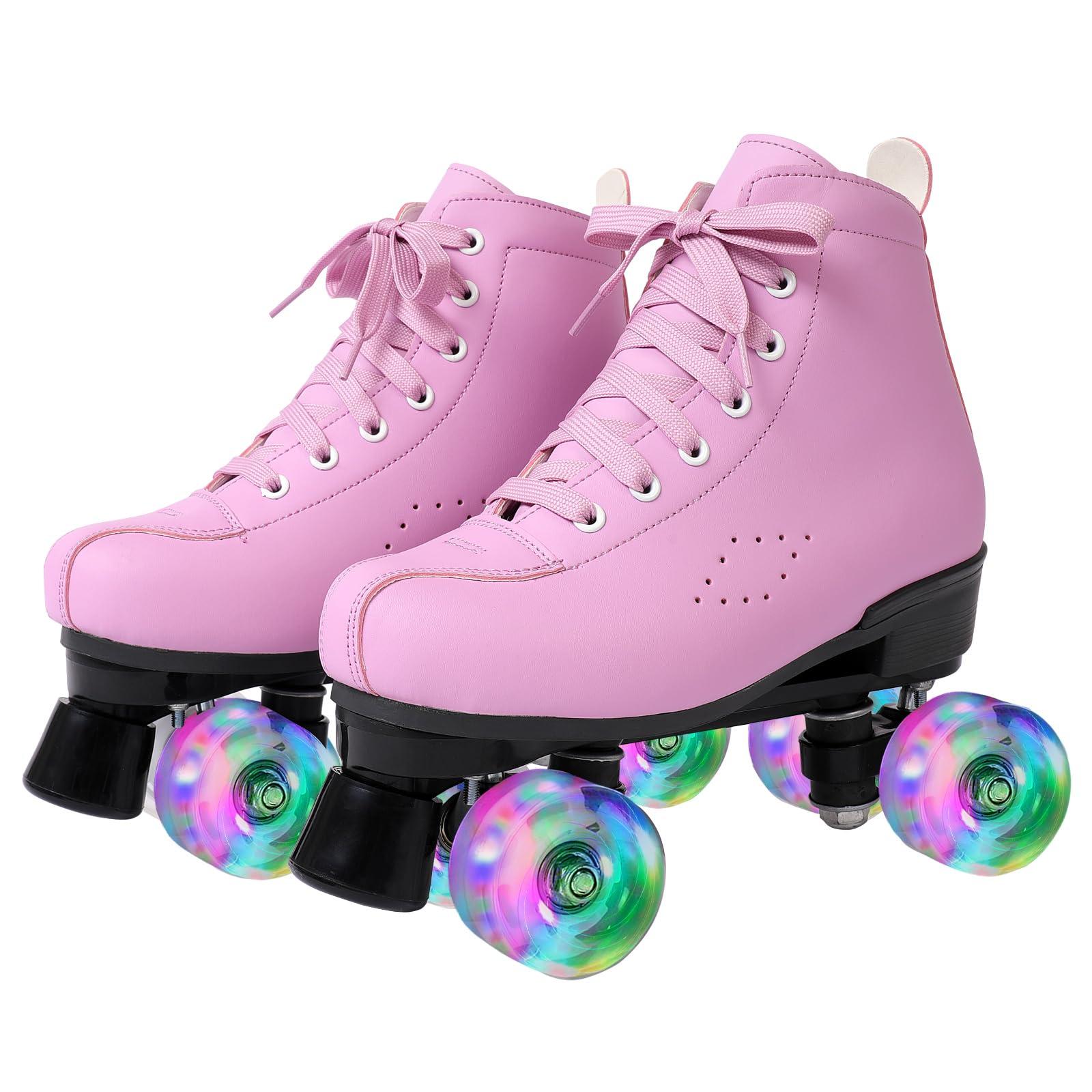 Kelodo Roller Skates for Girls and Boys,Double Row 4 Wheels Shiny Quad Kids Skates,PU Leather High-top Adult Roller Skates for Beginner Professional Indoor/Outdoor Men/Women/Ladies/Unisex 0