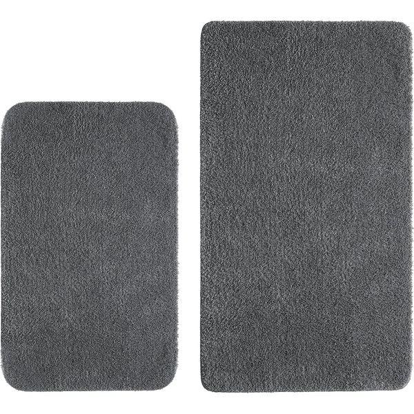 MIULEE Absorbent Bath Mat Set 2 Pieces Non Slip Bath Rug 40x60cm and 50x80cm with High Hydroscopicity Rugs Super Soft Cozy and Shaggy Microfiber Rug for Bathroom Bedroom Kitchen Entrance Grey 0