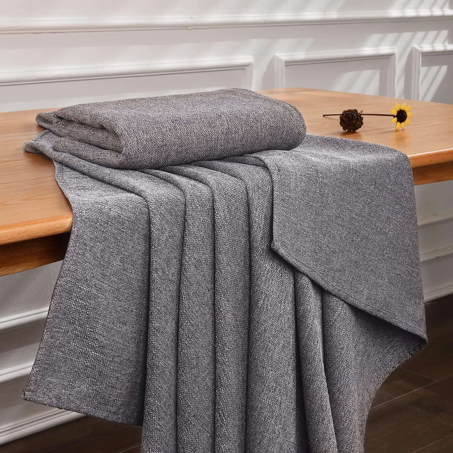 LUOLUO Rectangular Tablecloth Waterproof Thick Faux Linen Wrinkle Resistant Table Cover for Dining Kitchen Home Restaurant (Grey, 140 x 240cm) 3