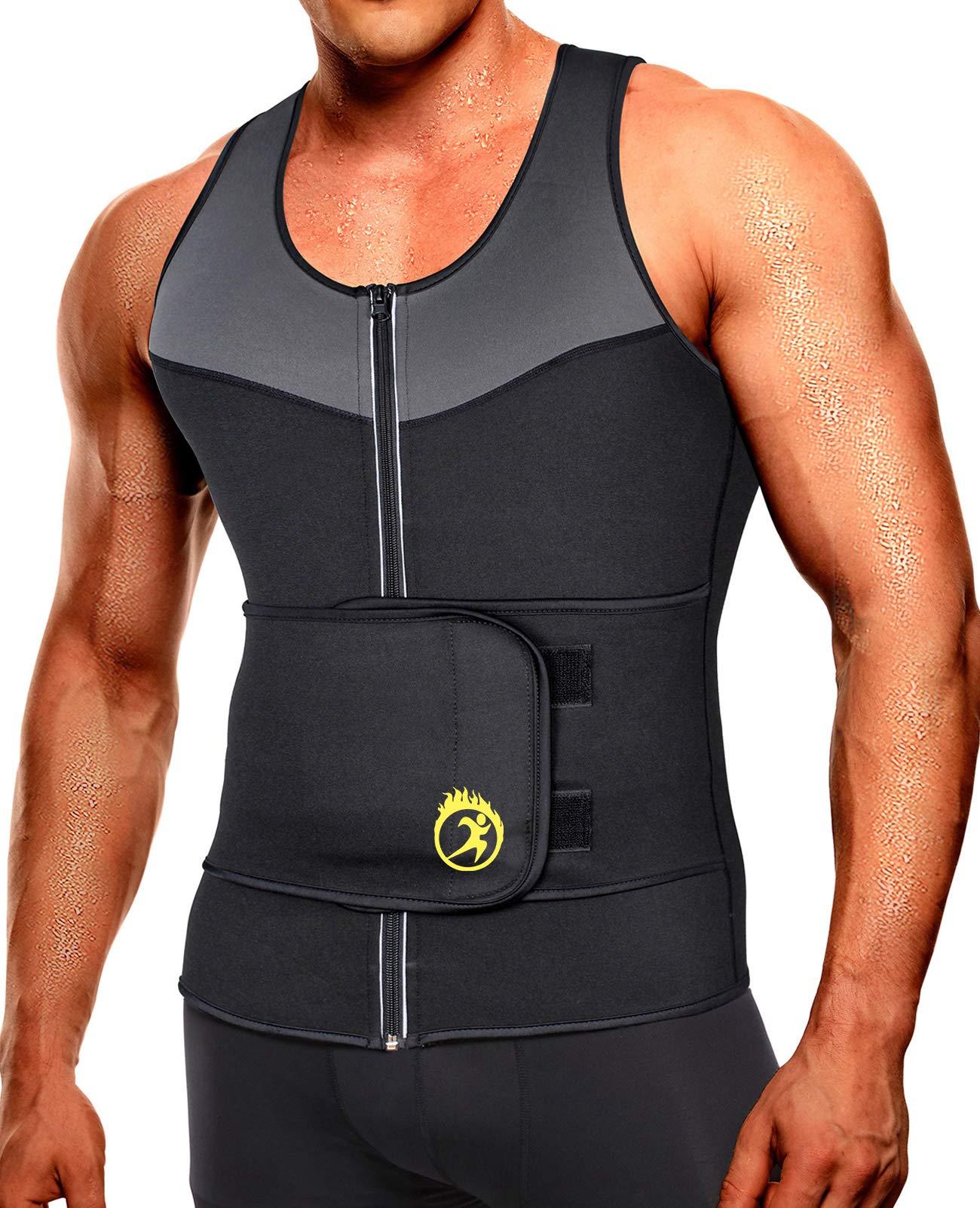 SEXYWG Mens Sauna Vest Waist Trainer - Sweat Vest For Men With Waist Trimmer Workout Shaper Control Tummy Belt Jackets Neoprene Sauna Suit