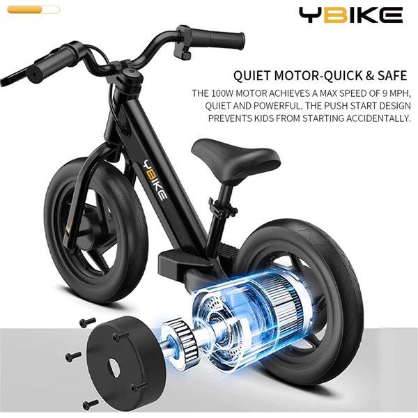 YBIKE Electric balance Bike,12 inch kids Electric Bike for Kids Ages 3-5 Years Old, kids Electric balance Bike with Adjustable Seat, Dirt Bike for Kids Boys & Girls 2