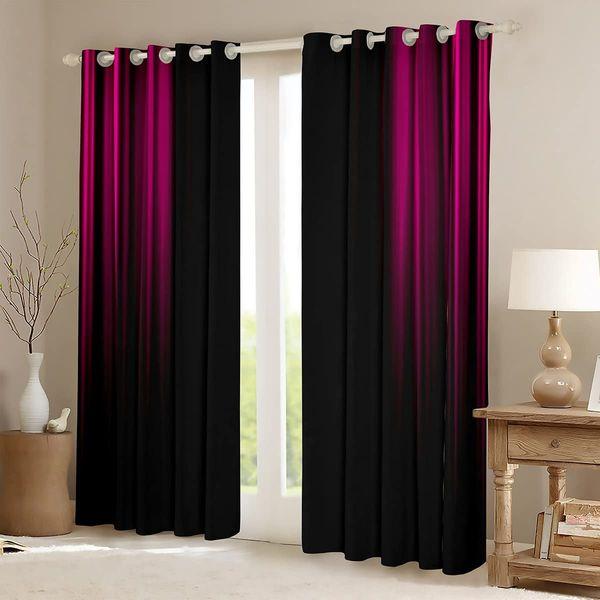 Abstract Ombre Curtains Kids Girls Boys Teens Peach Red and Black Window Curtains for Bedroom Living Room,Gradient Window Treatment W46*L72 Inch 1