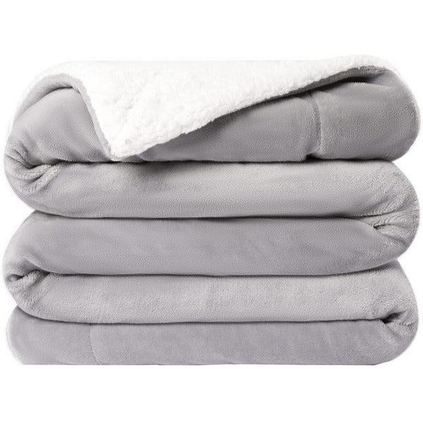 VOTOWN HOME Sherpa Fleece Blanket Light Grey Throw Blanket Double/Twin Size 150x200 cm,Comfy Blanket for Sofa, Soft Fluffy Warm Winter Blanket for Bed