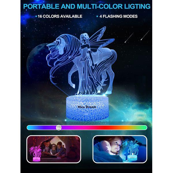 Nice Dream Unicorn Night Light for Kids, 3D Night Lamp, 16 Colors Changes with Remote Control, Room Decor, Ideal Gifts for Children Girls 4