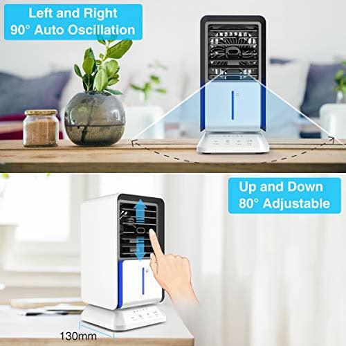 Personal Air Cooler, Infray Portable Oscillating Air Conditioner Desk Fan Mini Evaporative Cooler, Mist Humidifier, Air Circulator Desktop Space Cooler with Timer Function for Home Office Bedroom 2