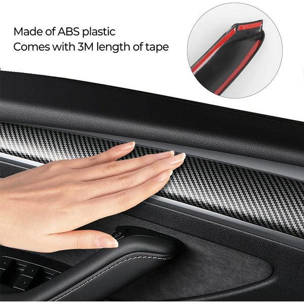 ThinsGo Tesla Model 3 Model Y Door Trim Cover Wrap Door Protectors Interior Matte Carbon Fiber Pattern Accessories 2PCS 3