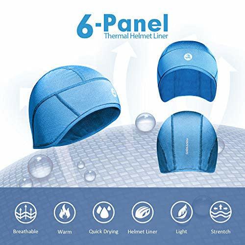 EMPIRELION Helmet Liner Skull Cap Beanie in 6-Panel, Winter Thermal Running Hats with Full Ear Covers and Performance Moisture Wicking (Bule) 1