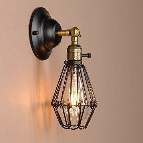 2 Pcs Industrial Wall Lights - Metal Cage Wall Light Black Lampshade Adjustable Wall Lamp E27 Wall Lighting Fixtures for Home Decor Bedroom Bedside Living Room Indoor… 1