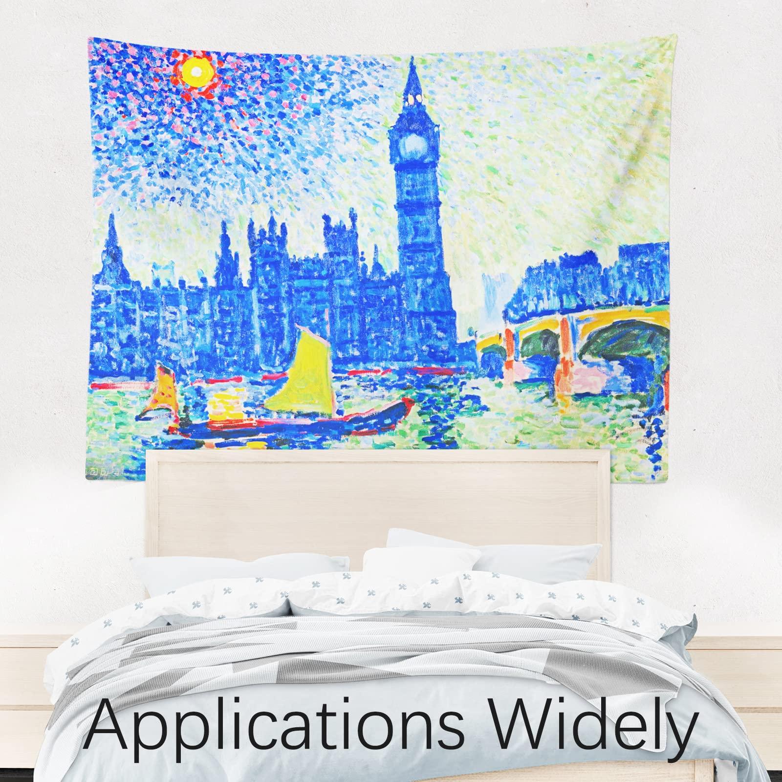 Berkin Arts Decor Tapestry for Wall Hanging Premium Polyester Fabric Backdrop Post-impressionism Impressionism Expressionism 51.2 x 59.1 Inch (Big Ben by Andre Derain) 8