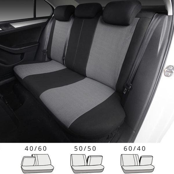 AUTOYOUTH Car Seat Covers Full Set for Trucks SUV Van Auto (Full Set) - Gray Front Seat Covers for Cars with Split Rear Bench Back Seat Cover for Man Lady Breathable Airbag Compatible 3zipper Bench 2